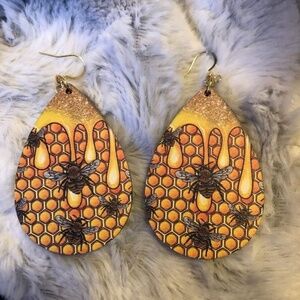 Bees and Honey Teardrop Earrings